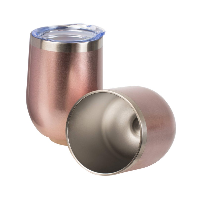 BROVINO Rose Stainless Steel Wine Glasses with Lid - 12 oz Double Wall Insulated Outdoor Wine Tumblers - 100% Unbreakable - Wine Tumbler Set for Outdoor : Wine, Coffee & Camping (2)â€¦ - Image 2